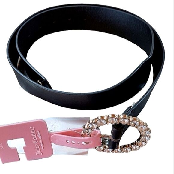 JUICY COUTURE Black Golf Rhinestone Belt Size M/L NWT - Picture 1 of 8